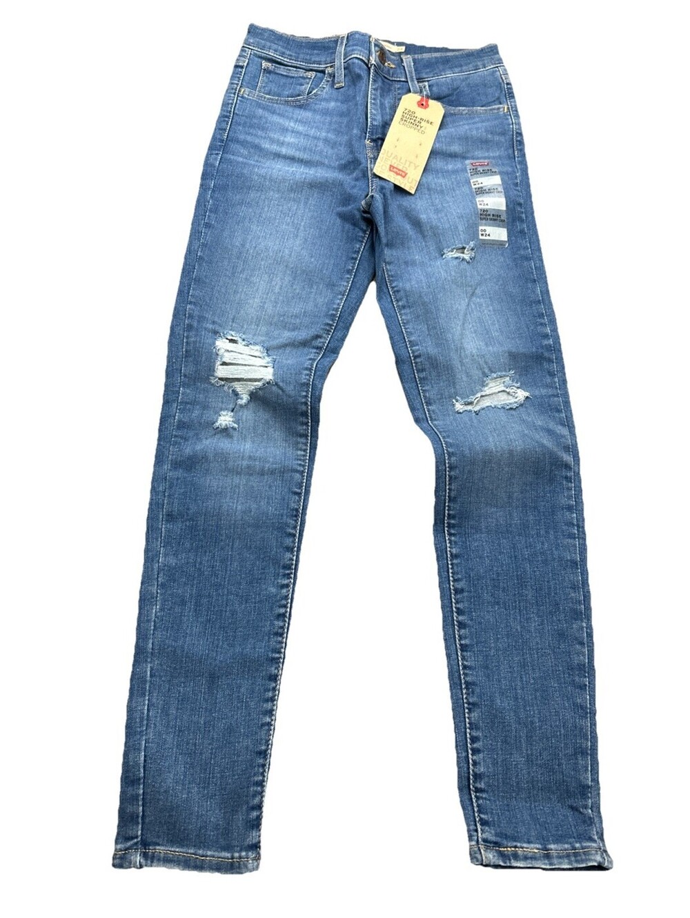 levis 720 high rise super skinny Cropped Jeans Women’s 24x25 00 Blue